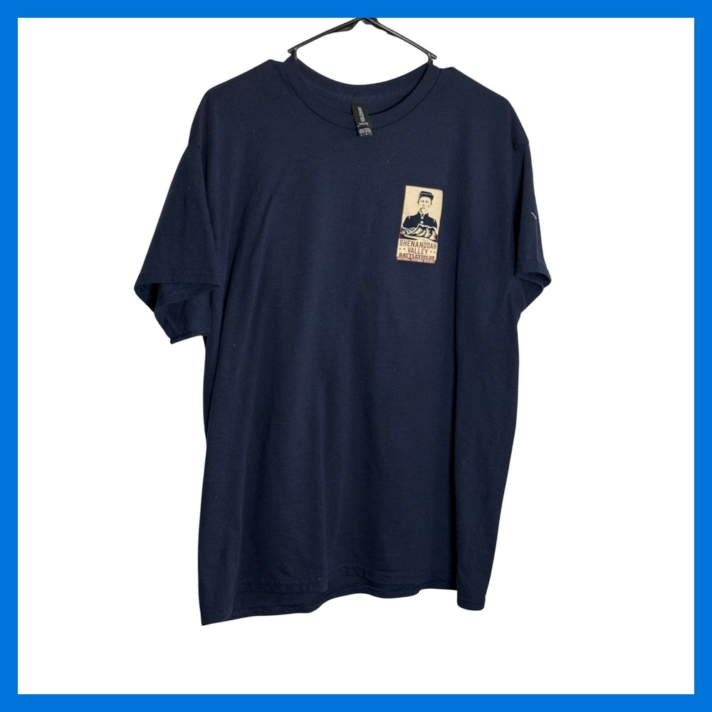 Gildan DryBlend Mens Navy Shenandoah Valley Battlefields Graphic T-Shirt Large